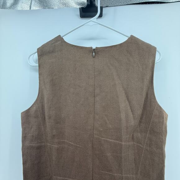 Talbots Brown Linen Sheath Dress Church Office Career Sleeveless Women's Sz 10 - Picture 6 of 14